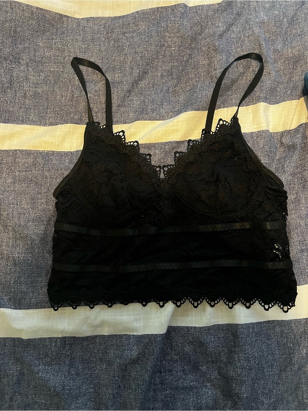 Lace Trim Black Camisole Bralette